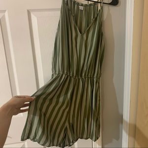 Old Navy Green Striped Romper